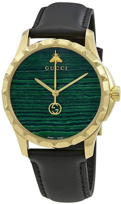 gucci 18k gold watch green dial|gucci watches for men uk.